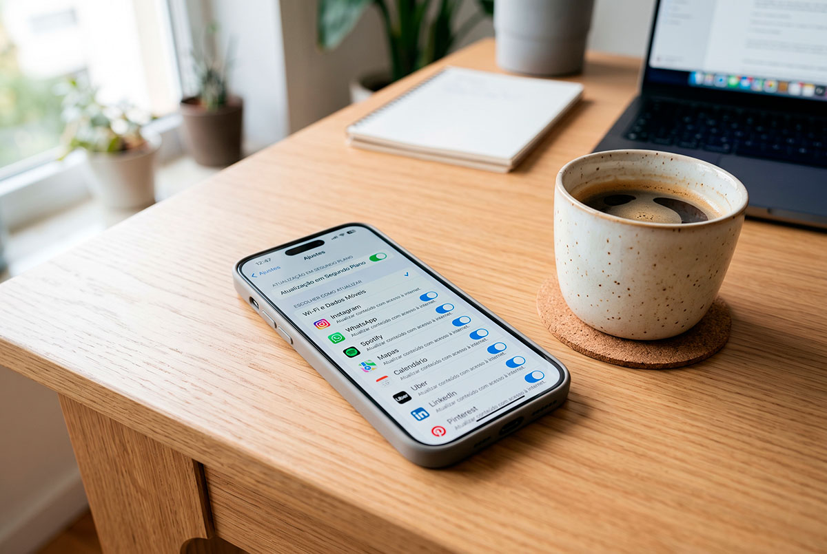 Vale a pena desativar a atualização em segundo plano do iPhone? Descubra como poupar bateria